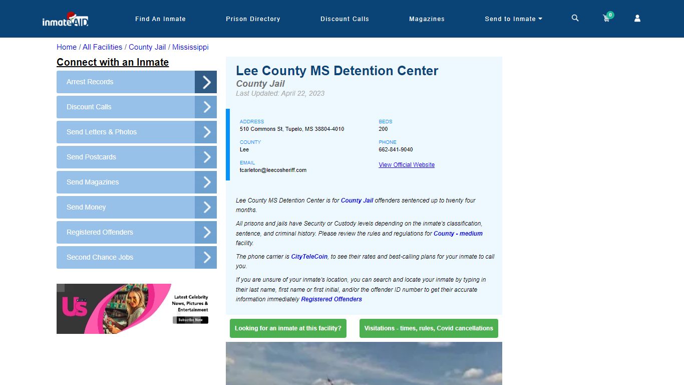 Lee County MS Detention Center - Inmate Locator - Tupelo, MS
